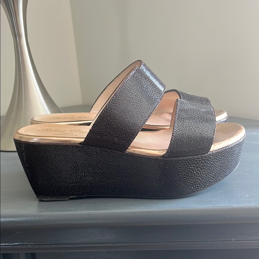 Robert Clergerie brown wedge sandal size 8 - Picture 9 of 10